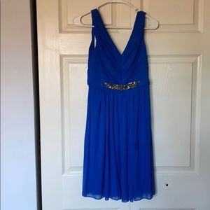 David’s Bridal Short Mesh Dress w VNeck & Beads 0